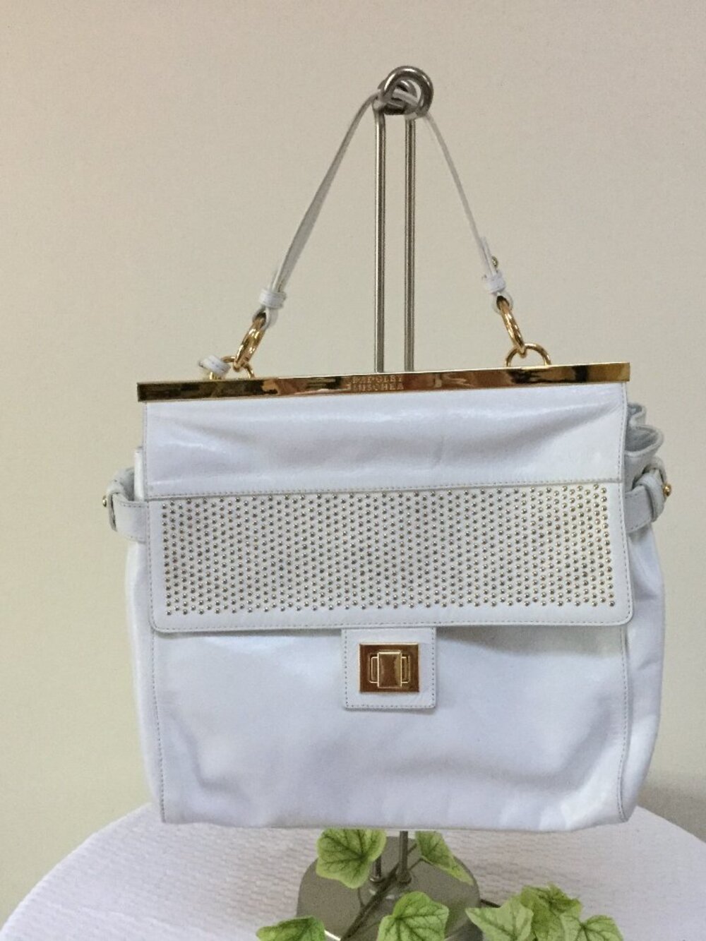 Badgley Michka Women Large White gold Handbag Purse Turn lock - Picture 3 of 16